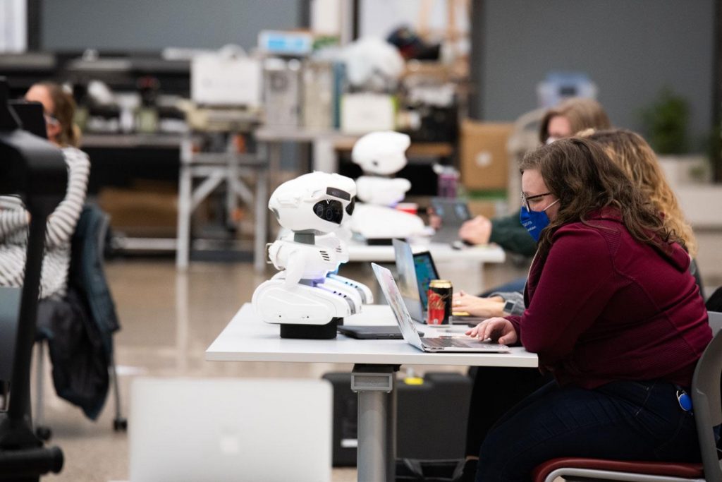 teachers working with Misty robots