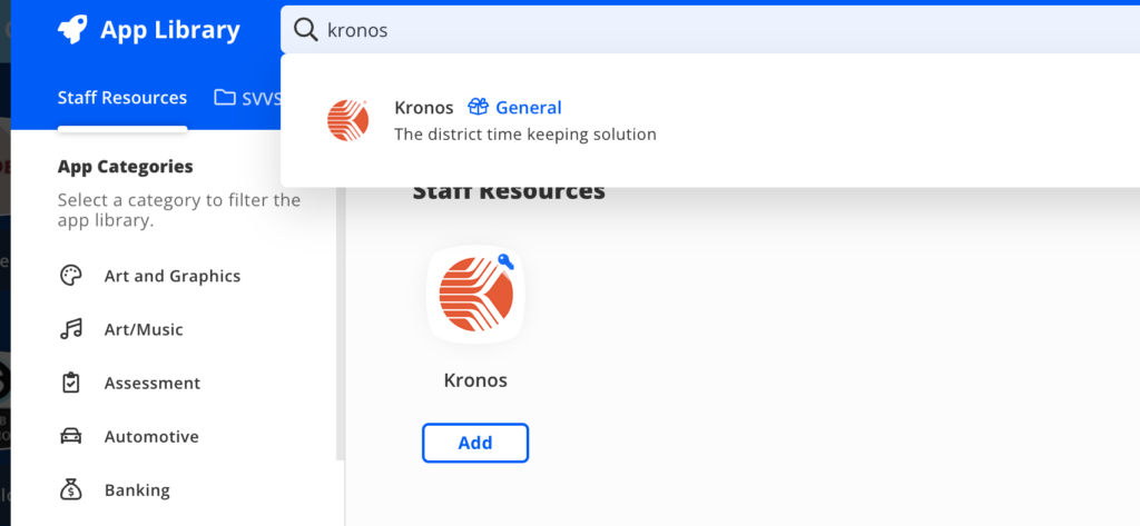 Add Kronos through Classlink
