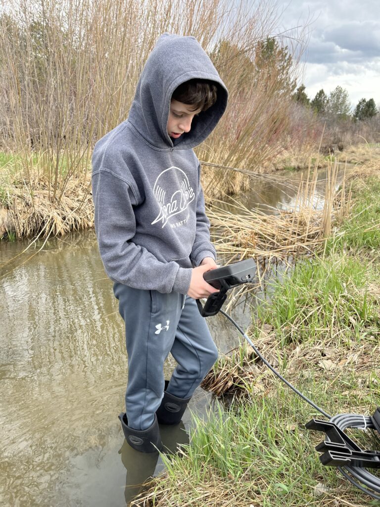 Student working out in the field.