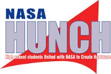 Logo for NASA HUNCH program, emphasizing high school students collaborating with NASA to create hardware.