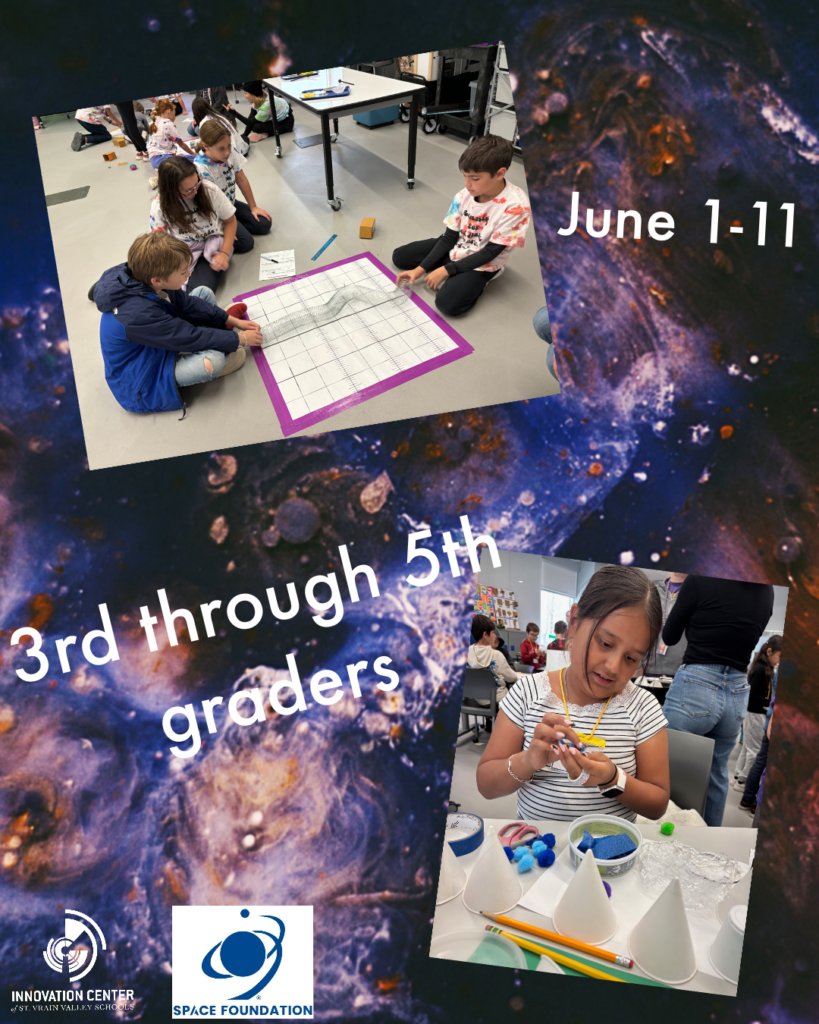 Foto de unos estudiantes jugando con un fondo espacial